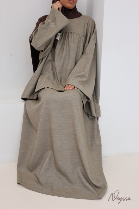 Long skirt + loose tunic set in soft, thick fabric, ideal for fall