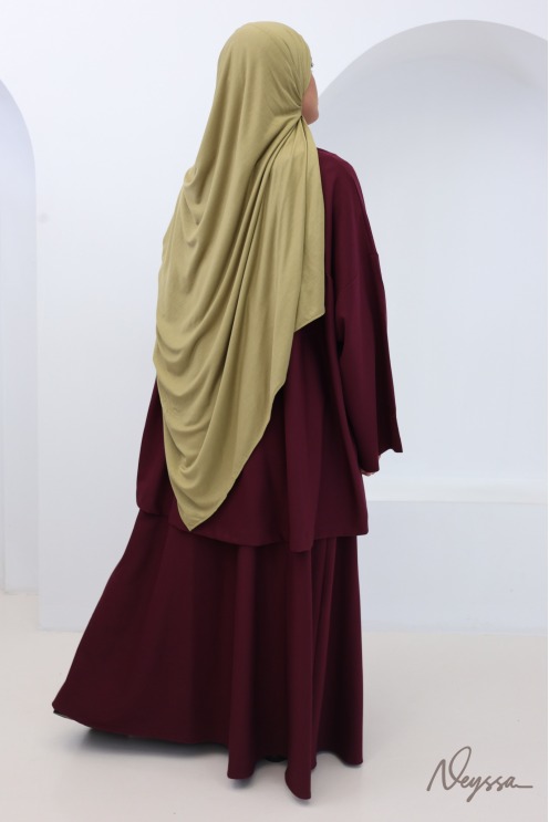 Ensemble jupe évasée avec tunique tissu épais burgundy