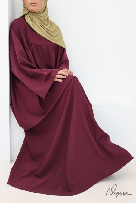 Ensemble jupe évasée avec tunique tissu épais burgundy