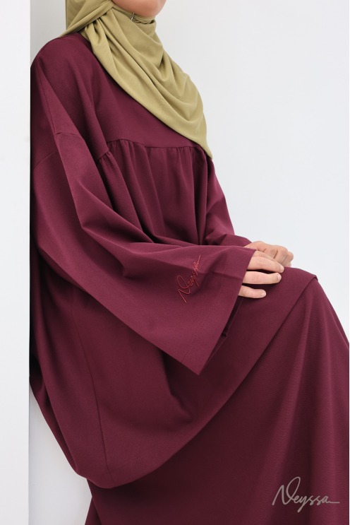 Ensemble jupe évasée avec tunique tissu épais burgundy