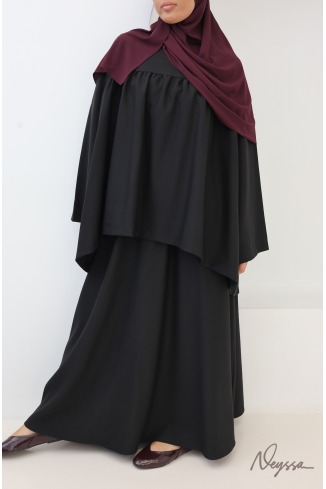 Ensemble tunique et jupe longue évasée noir
