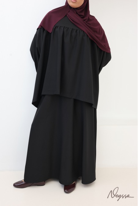 Ensemble tunique et jupe longue évasée noir