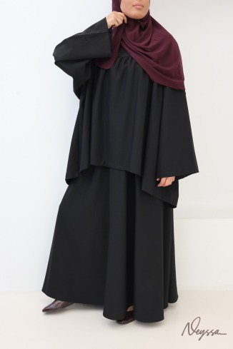 Ensemble tunique et jupe longue évasée noir 2