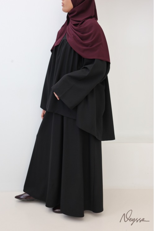Black Tunic and Long Flared Skirt Set