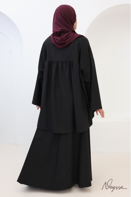 Black Tunic and Long Flared Skirt Set