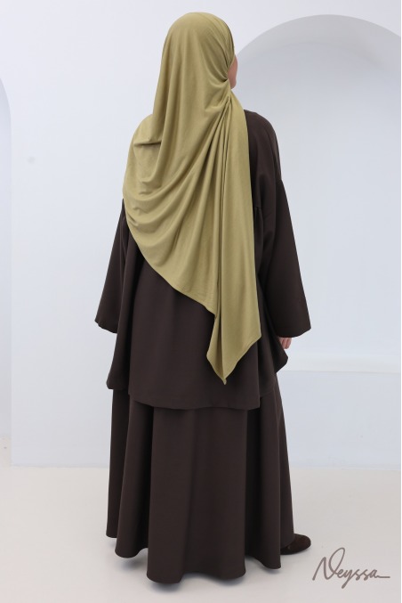 Ensemble 2 pièces marron tissu doux épais pour femme hijabi