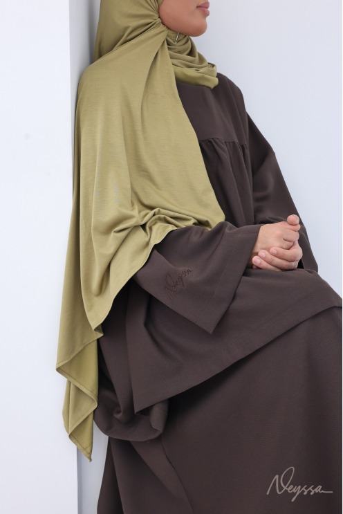 Ensemble 2 pièces marron tissu doux épais pour femme hijabi