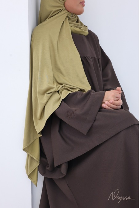 Ensemble 2 pièces marron tissu doux épais pour femme hijabi