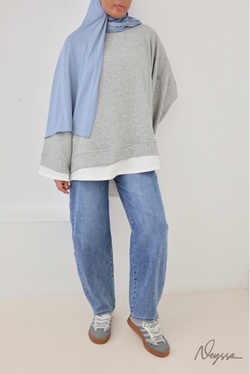 Women's Oversized Sweatshirt, 95% Cotton, Layered Look