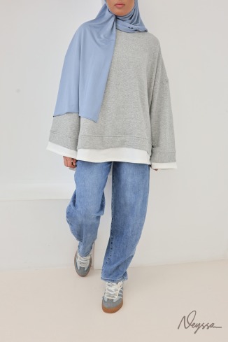 Women's Oversized Sweatshirt, 95% Cotton, Layered Look