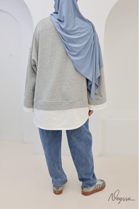 Oversize-Sweatshirt für Damen, 95 % Baumwolle, mit Lagen-Effekt