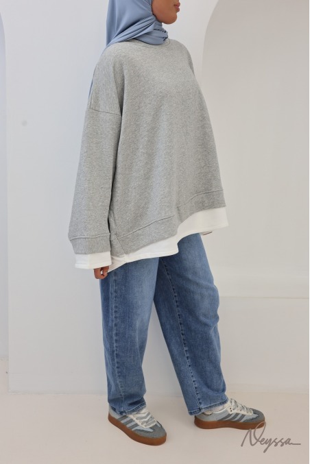 Women's Oversized Sweatshirt, 95% Cotton, Layered Look