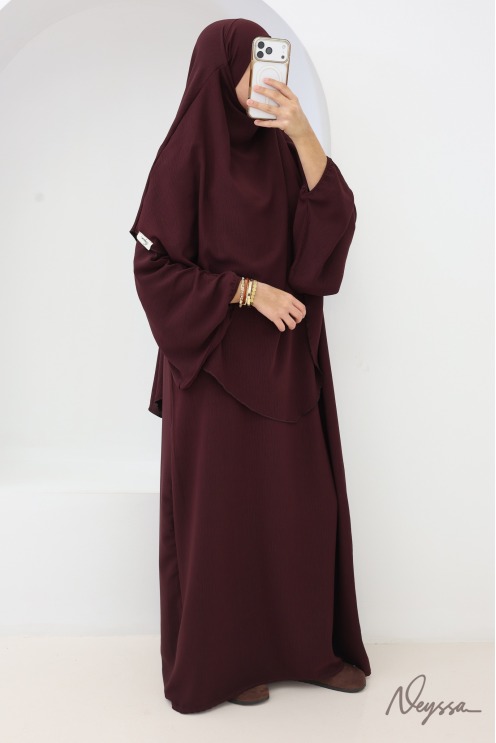 Ensemble abaya khimar en jazz noir pour femme hijabi tenue légiférer