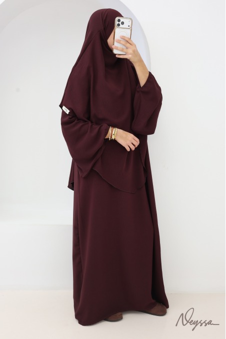 Black jazz abaya and khimar set for hijabi women