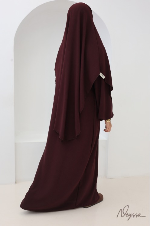 Ensemble abaya khimar en jazz noir pour femme hijabi tenue légiférer