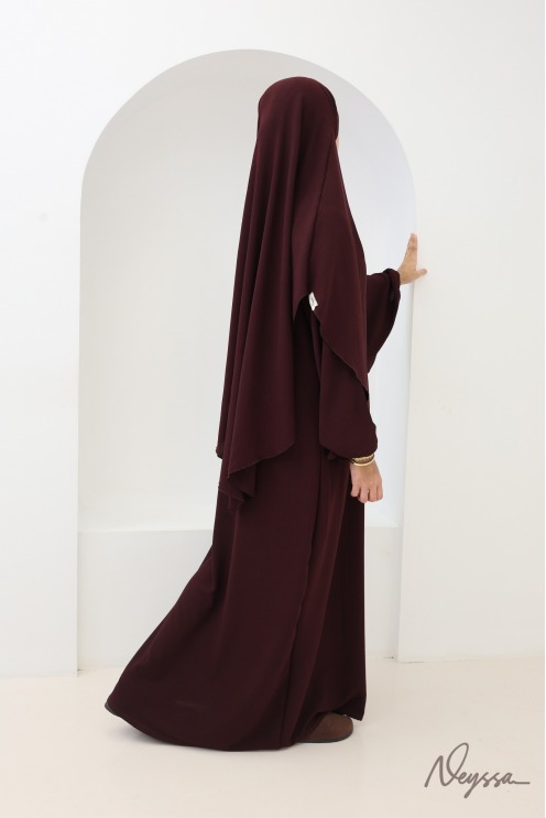 Black jazz abaya and khimar set for hijabi women