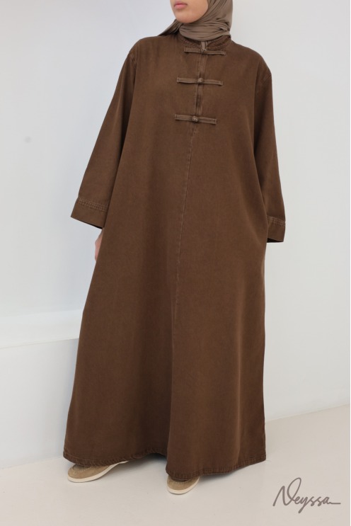 Robe jean 100% coton style japonais chocolat