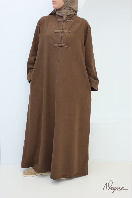 Robe jean 100% coton style japonais chocolat