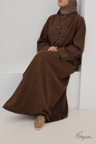 Robe jean 100% coton style japonais chocolat 2