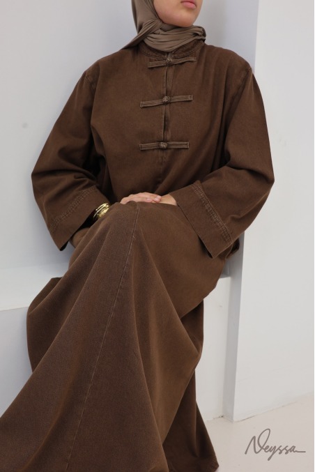 Robe jean 100% coton style japonais chocolat