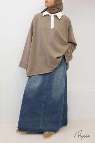 Pull femme ample style polo manches longues Neyssa