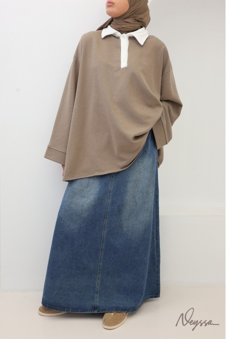 Pull femme ample style polo manches longues Neyssa