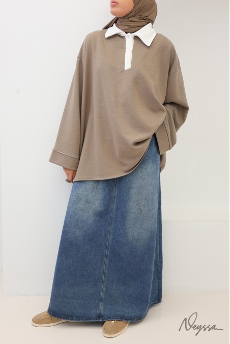 Pull femme ample style polo manches longues Neyssa