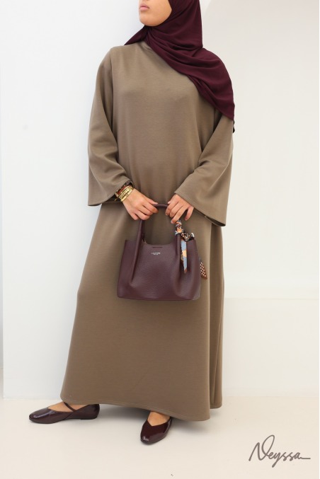 Robe longue col montant avec poches tissu doux Neyssa