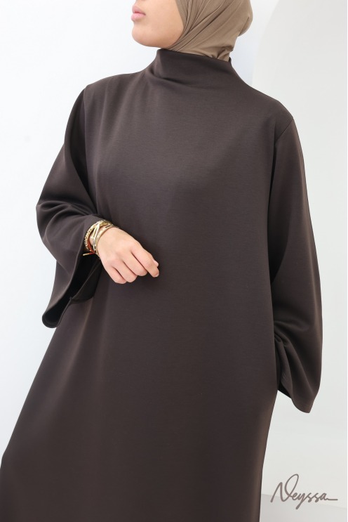 Robe longue col montant avec poches tissu doux Neyssa