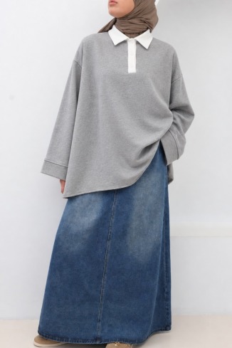 Extra-Oversize-Polo-Pullover für Damen mit Polo-Kragen von Neyssa