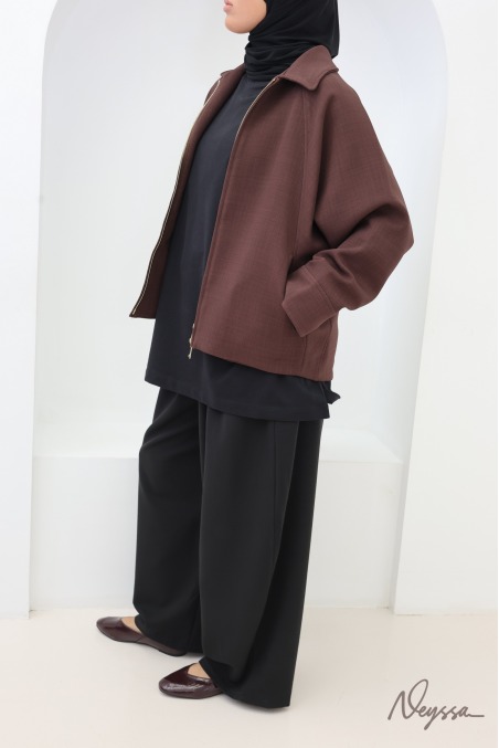 Weite Damenjacke im Tailor-Look mit Reissverschluss