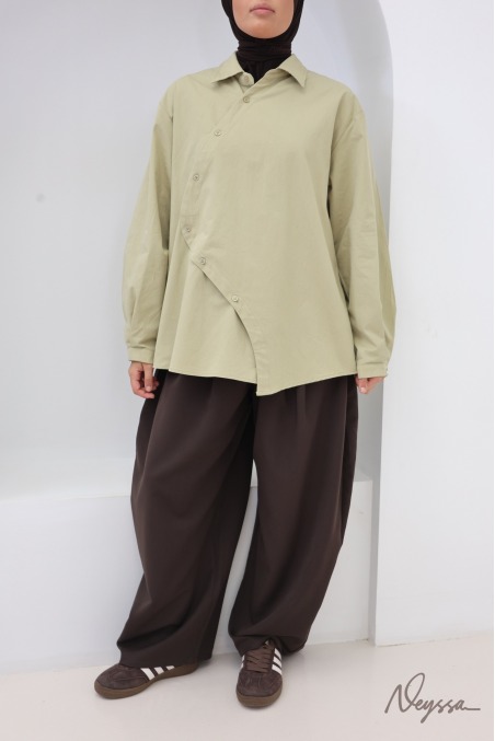 Chemise mi longue 100% coton idée tenue automne hijabi