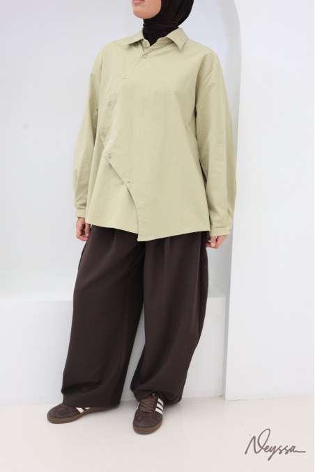 Chemise mi longue 100% coton idée tenue automne hijabi
