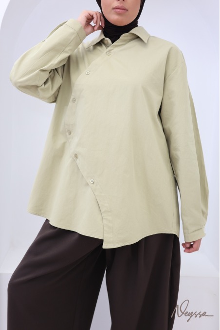 Chemise mi longue 100% coton idée tenue automne hijabi