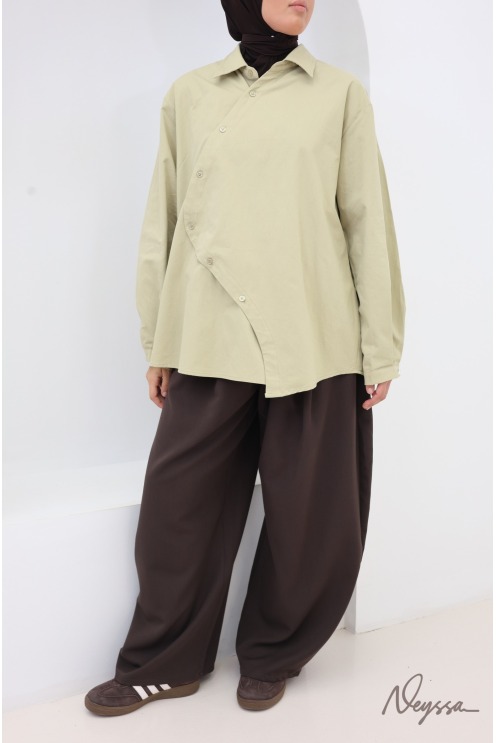 Chemise mi longue 100% coton idée tenue automne hijabi