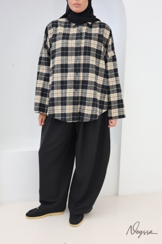 Wide-leg balloon-cut tailored palazzo trousers, trendy and modest 2