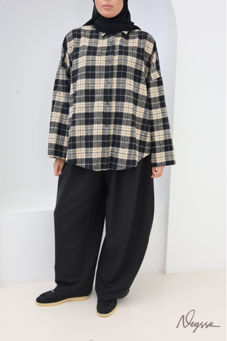 Wide-leg balloon-cut tailored palazzo trousers, trendy and modest