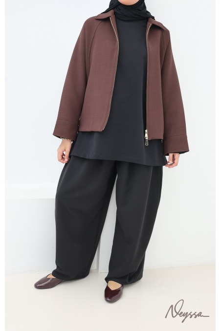 palazzo large coupe ballon à pinces tailleur, tendance et modeste