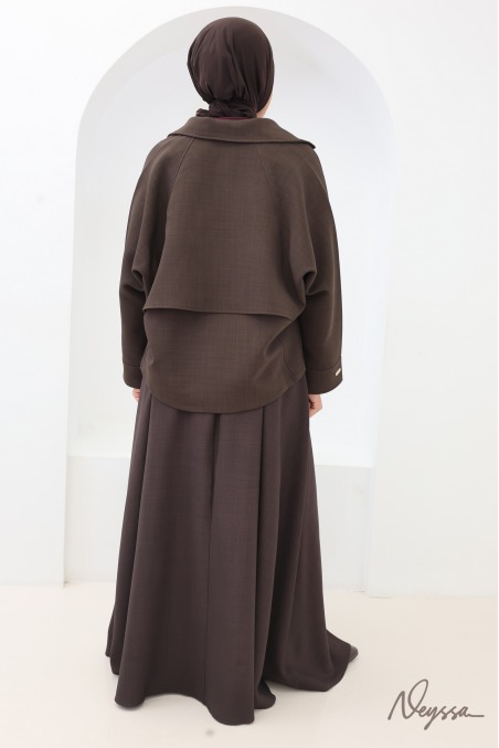 Jupe longue style tailleur coupe évasée bordeaux avec ceinture