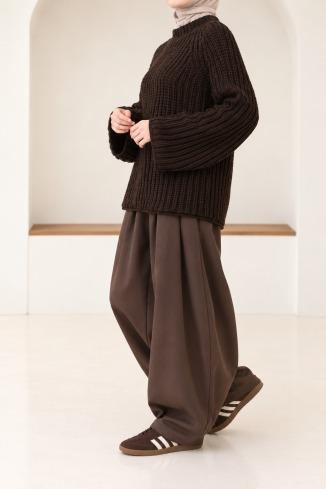Oversize-Strickpullover für Damen, Rundhalsausschnitt, Einheitsgröße 2