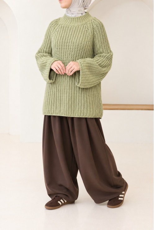 Oversize-Strickpullover für Damen, Rundhalsausschnitt, Einheitsgröße