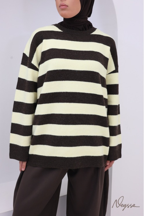 Strickpullover Gelb mit Streifen für Damen | Neyssa