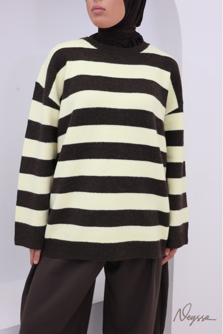 Pull mastour maille douce rayé yellow | Neyssa