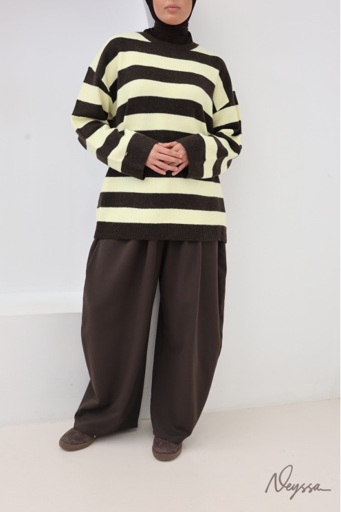 Pull mastour maille douce rayé yellow | Neyssa