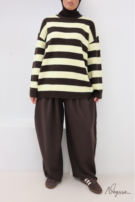 Pull mastour maille douce rayé yellow | Neyssa