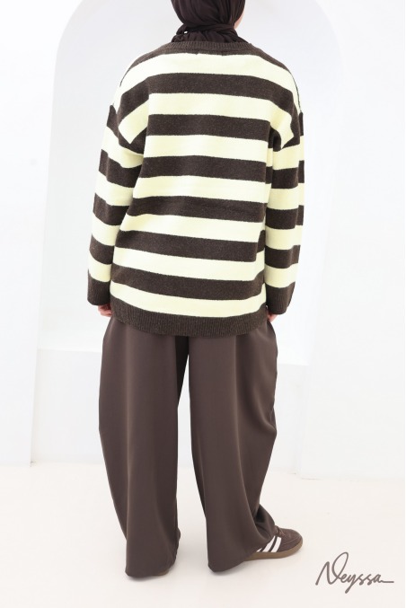 Pull mastour maille douce rayé yellow | Neyssa