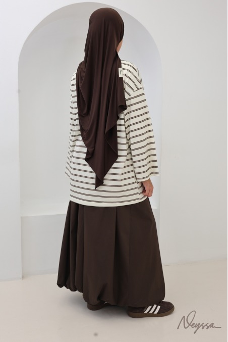 Hijab Oberteil: Streifenshirt Ecru / Braun | Neyssa