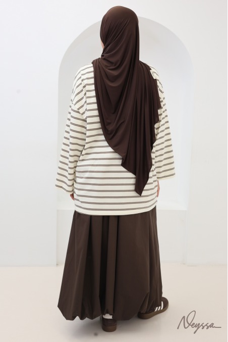 Hijab Oberteil: Streifenshirt Ecru / Braun | Neyssa
