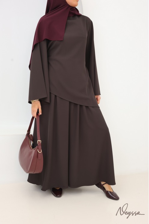 Ensemble mastour jupe longue et haut chocolat | Neyssa