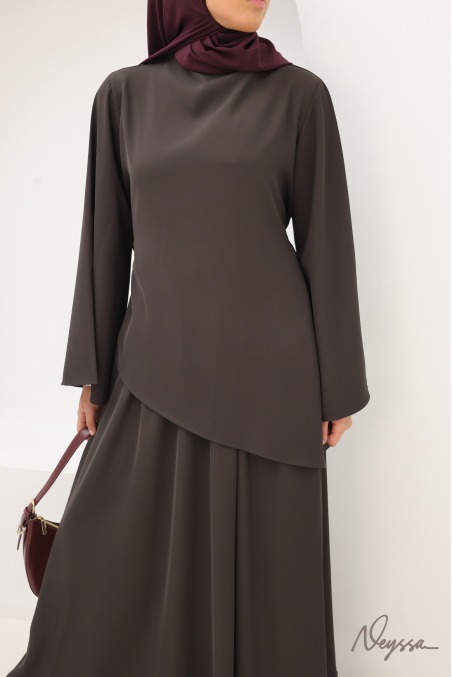 Ensemble mastour jupe longue et haut chocolat | Neyssa